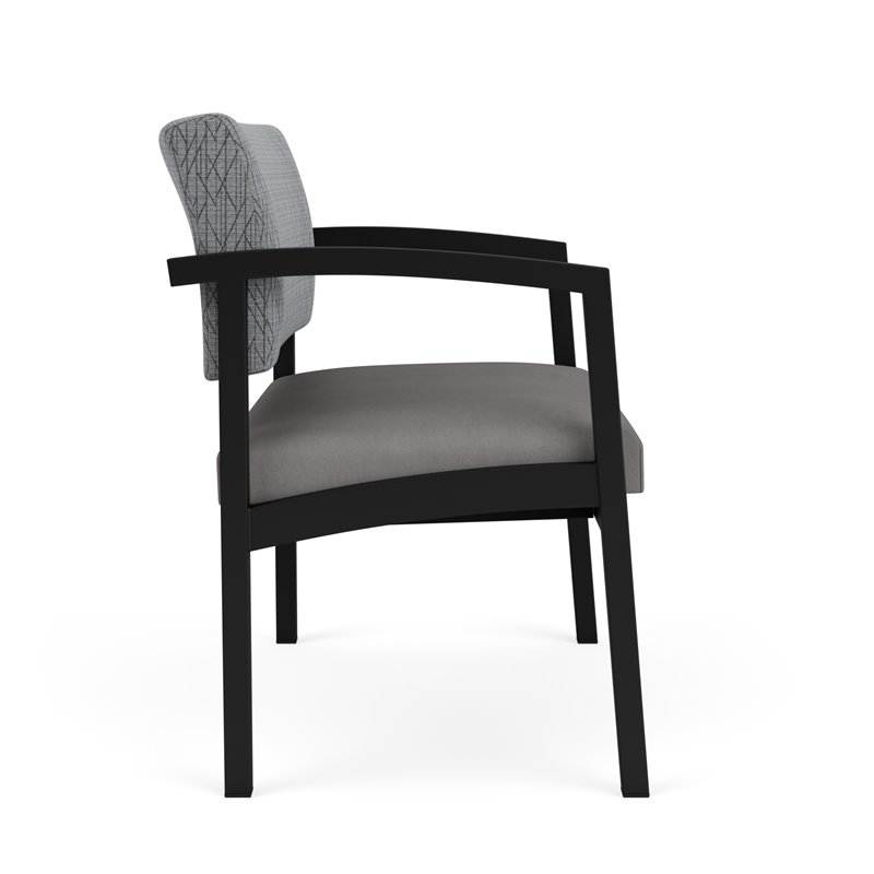 Lenox Steel Reception Waiting Bariatric Chair / Black Steel / Gray / Gray