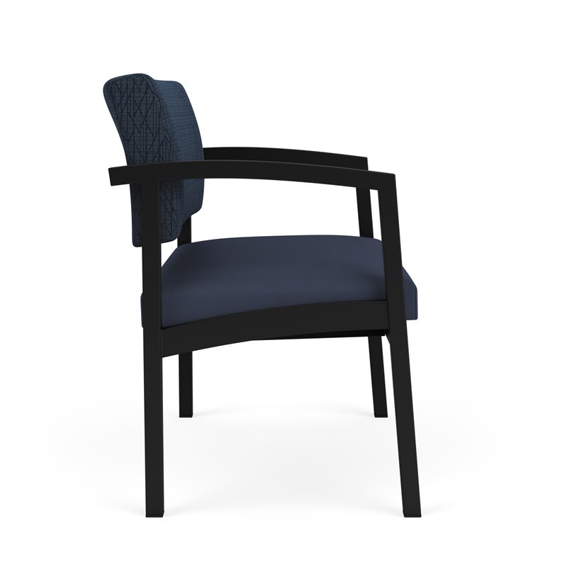 Lenox Steel Reception Waiting Bariatric Chair / Black Steel / Blue / Blue