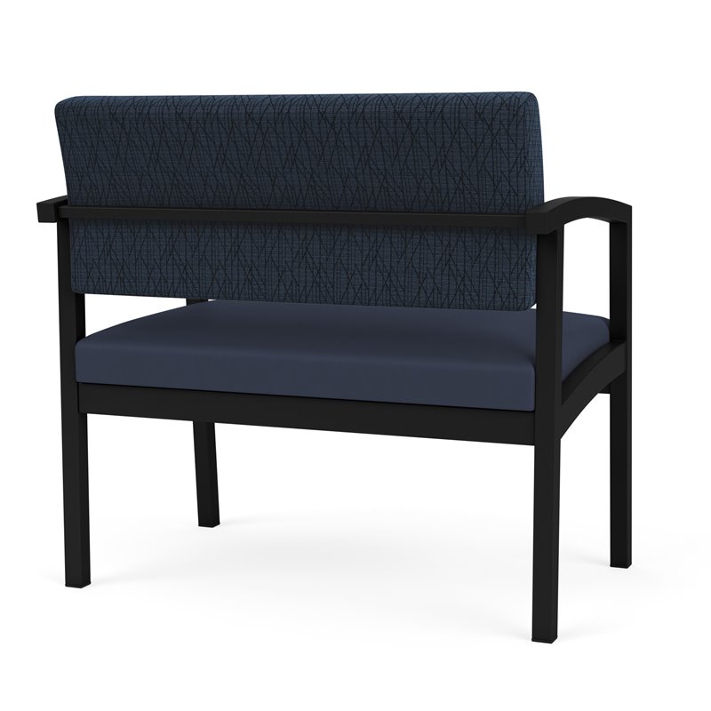 Lenox Steel Reception Waiting Bariatric Chair / Black Steel / Blue / Blue