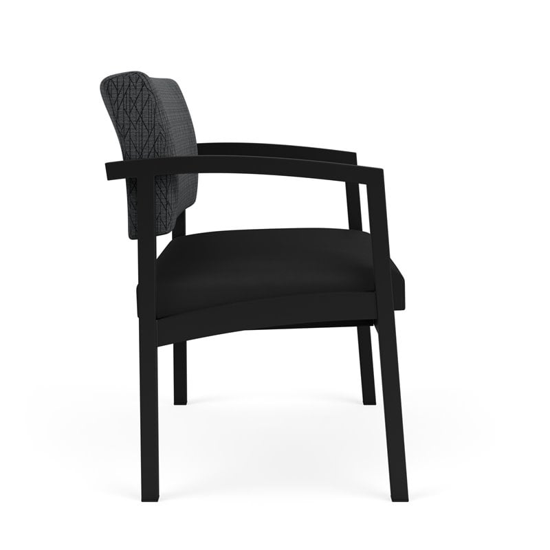 Lenox Steel Reception Waiting Bariatric Chair / Black Steel / Dark Gray / Black