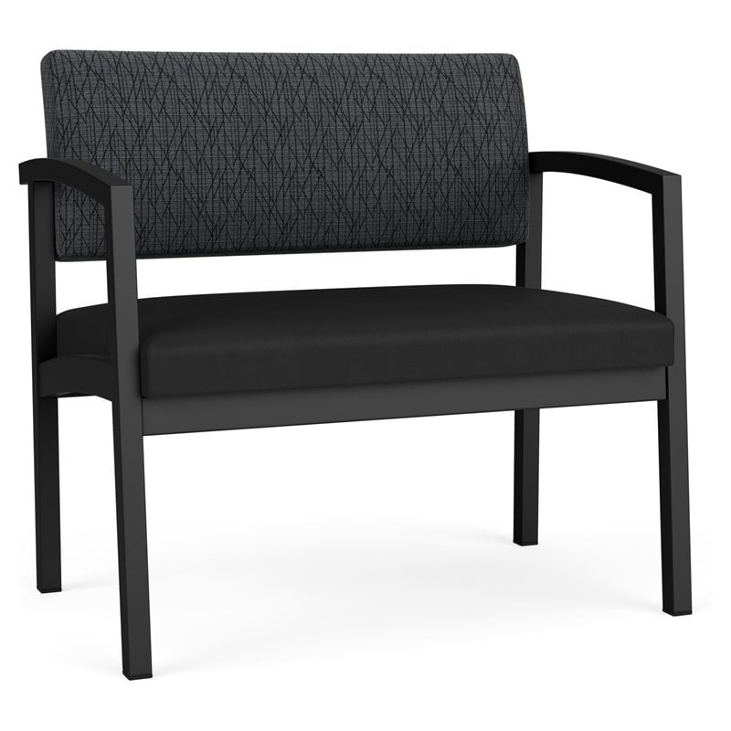 Lenox Steel Reception Waiting Bariatric Chair / Black Steel / Dark Gray / Black