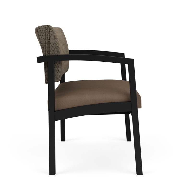 Lenox Steel Reception Waiting Bariatric Chair / Black Steel / Brown / Brown