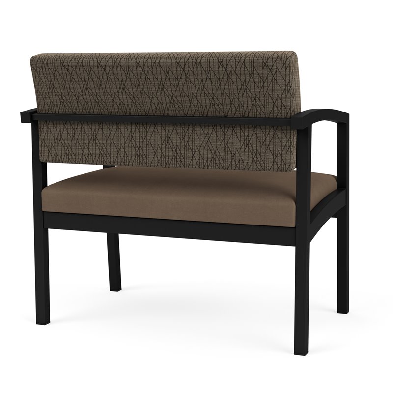 Lenox Steel Reception Waiting Bariatric Chair / Black Steel / Brown / Brown