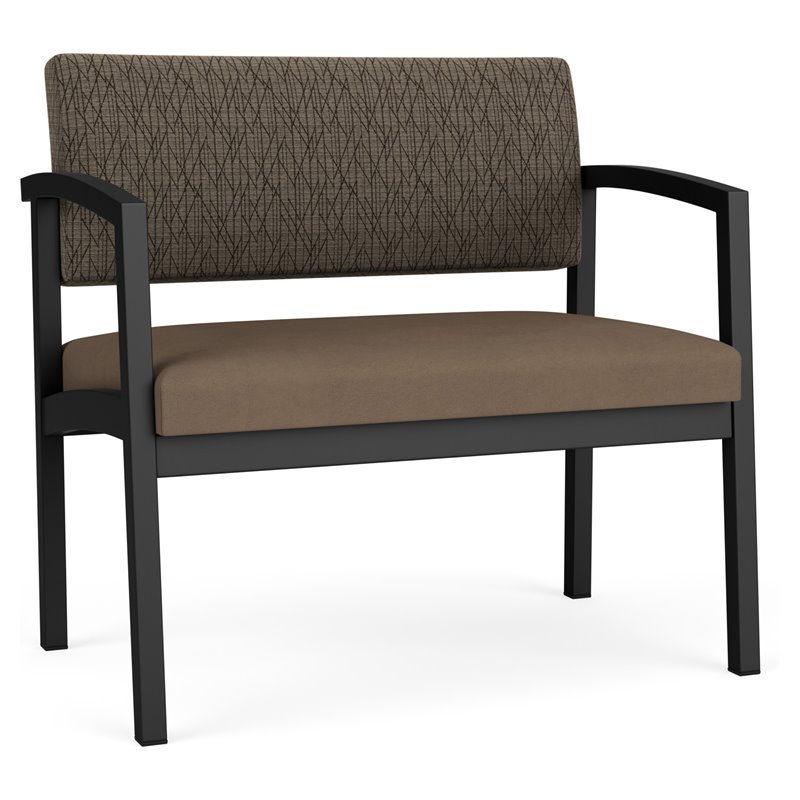 Lenox Steel Reception Waiting Bariatric Chair / Black Steel / Brown / Brown