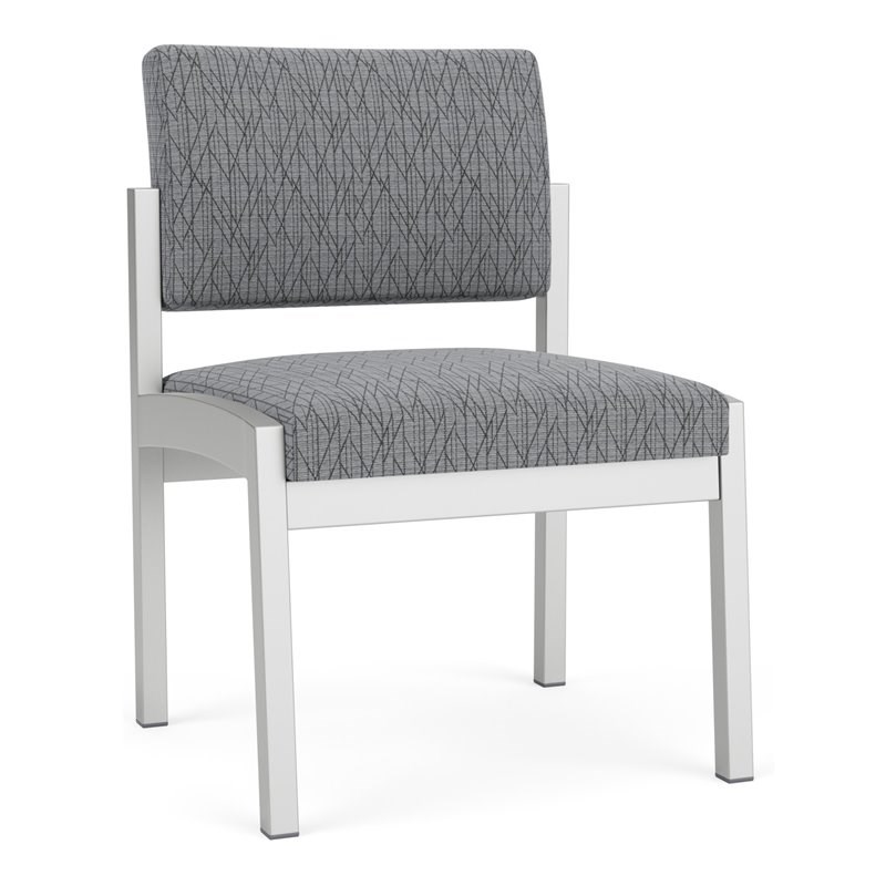 Lenox Steel Reception Waiting Armless Guest Chair / Silver Steel / Gray