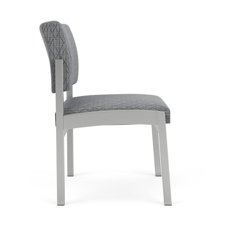 Lenox Steel Reception Waiting Armless Guest Chair / Silver Steel / Gray
