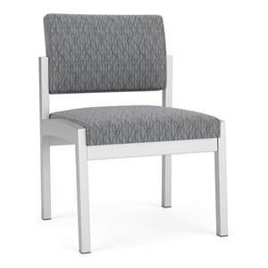 lesro lenox steel fabric armless guest chair in silver/adler gray flannel