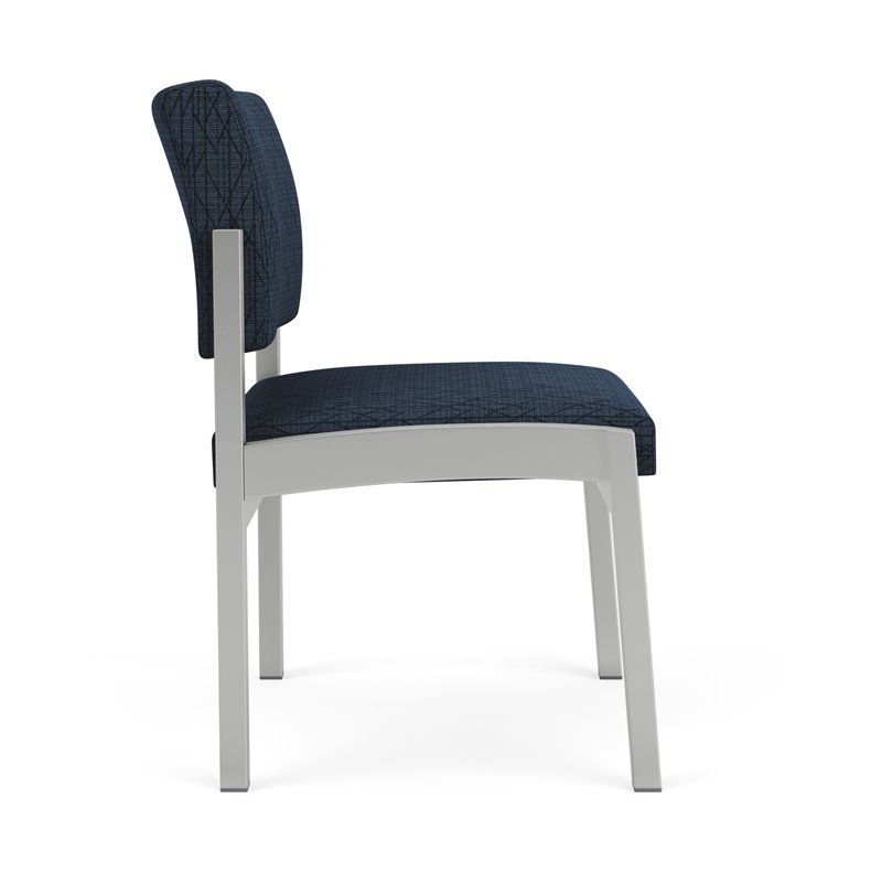 Lenox Steel Reception Waiting Armless Guest Chair / Silver Steel / Blue