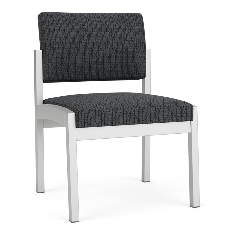 Lenox Steel Reception Waiting Armless Guest Chair / Silver Steel / Dark Gray