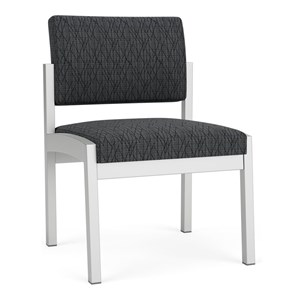 Lenox Steel Reception Waiting Armless Guest Chair / Silver Steel / Dark Gray