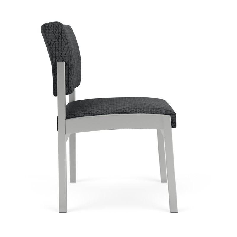 Lenox Steel Reception Waiting Armless Guest Chair / Silver Steel / Dark Gray