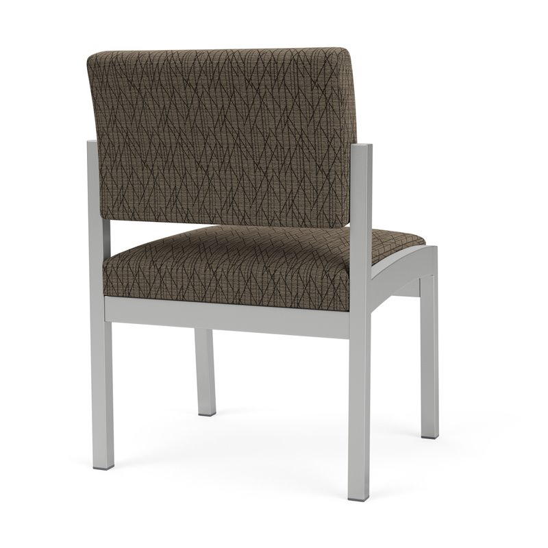 Lenox Steel Reception Waiting Armless Guest Chair / Silver Steel / Brown