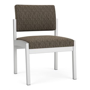 lesro lenox steel fabric armless guest chair in silver/adler peppercorn