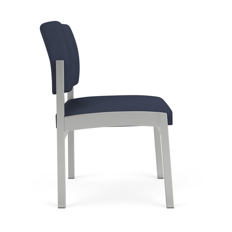 Lenox Steel Reception Waiting Armless Guest Chair / Silver Steel / Blue