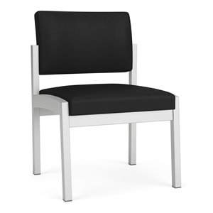 lesro lenox steel polyurethane armless guest chair in silver/castillo black