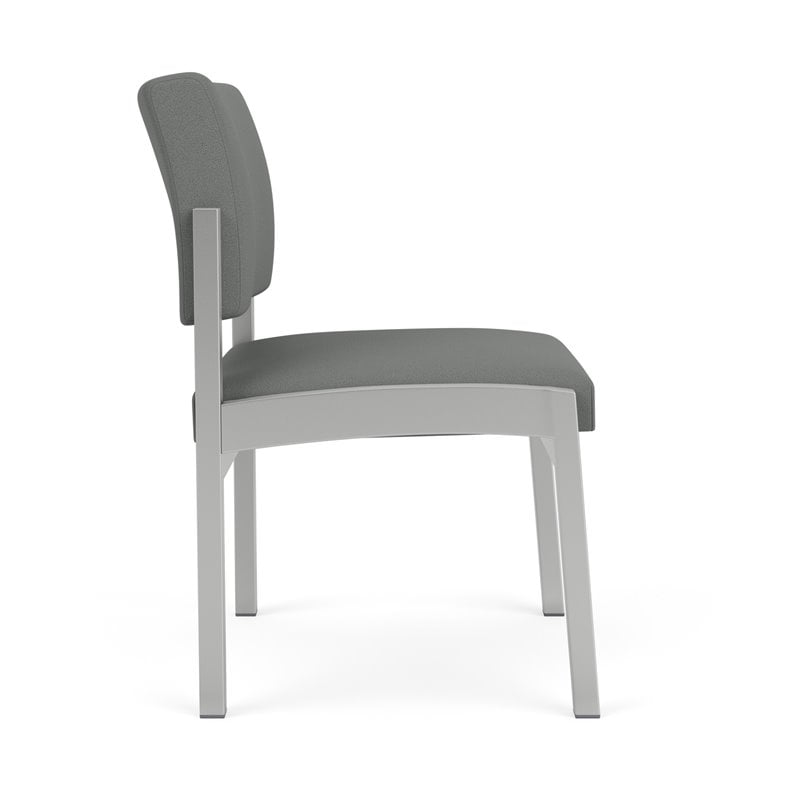 Lenox Steel Reception Waiting Armless Guest Chair / Silver Steel / Light Gray