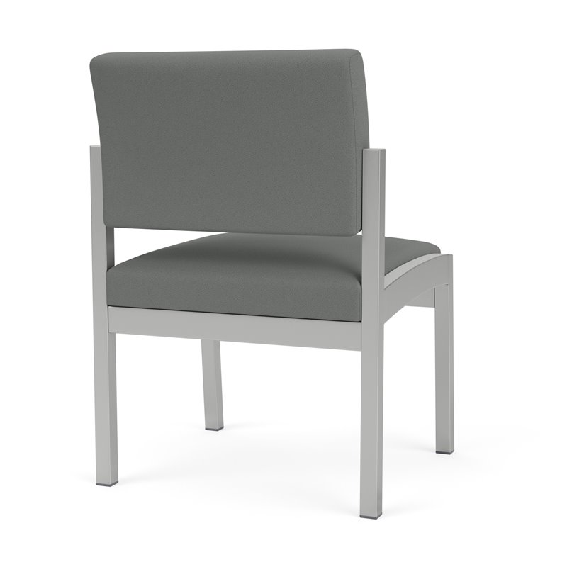 Lenox Steel Reception Waiting Armless Guest Chair / Silver Steel / Light Gray