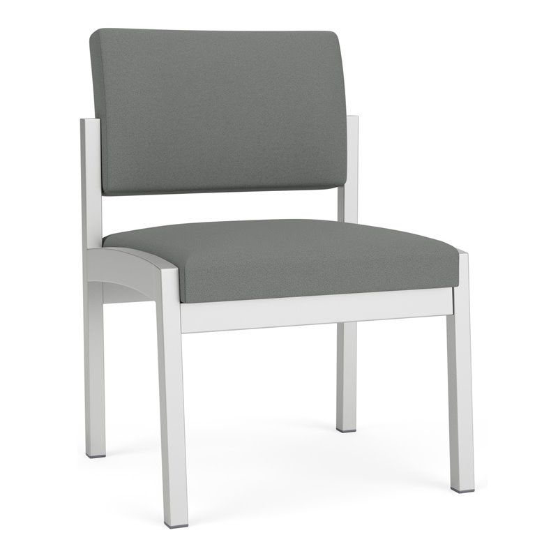 Lenox Steel Reception Waiting Armless Guest Chair / Silver Steel / Light Gray