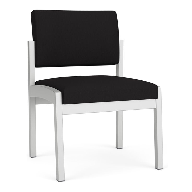 Lenox Steel Reception Waiting Armless Guest Chair / Silver Steel / Black