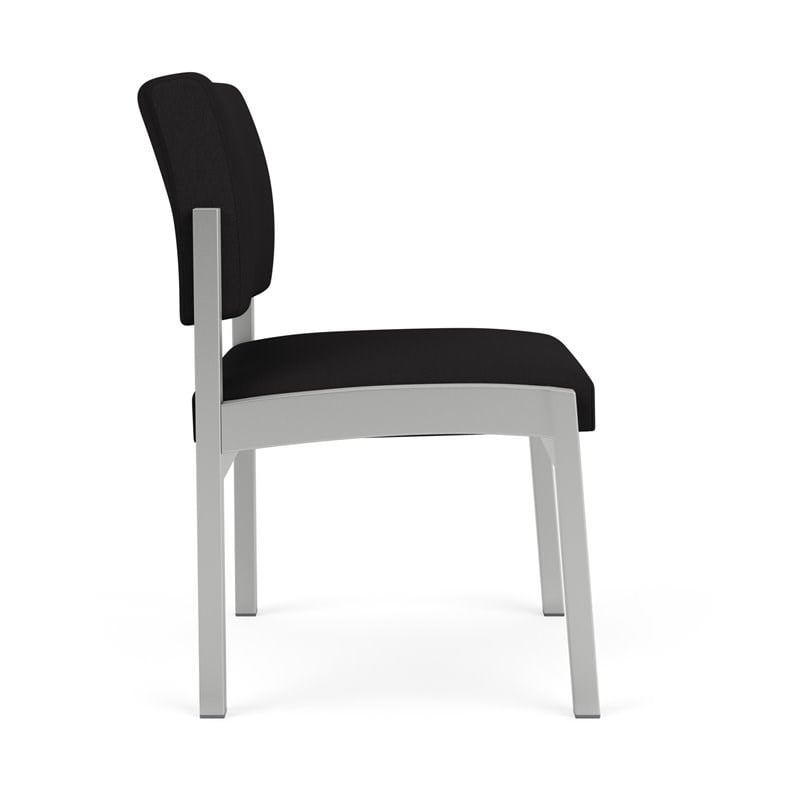 Lenox Steel Reception Waiting Armless Guest Chair / Silver Steel / Black