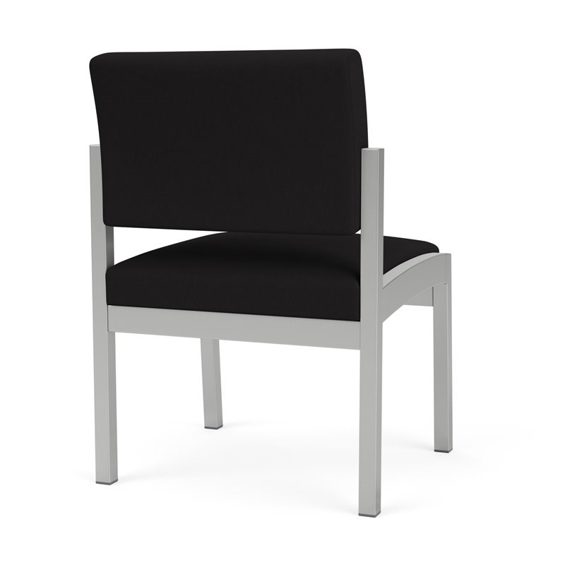 Lenox Steel Reception Waiting Armless Guest Chair / Silver Steel / Black