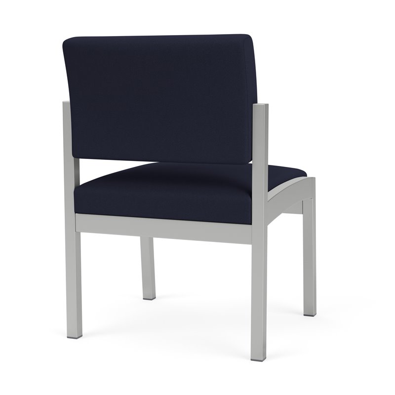 Lenox Steel Reception Waiting Armless Guest Chair / Silver Steel / Navy Blue
