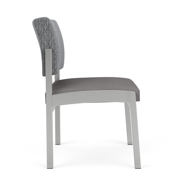 Lenox Steel Reception Waiting Armless Guest Chair / Silver Steel / Gray / Gray