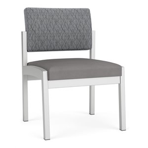 lesro lenox steel armless guest chair - silver/adler gray flannel/castillo metal