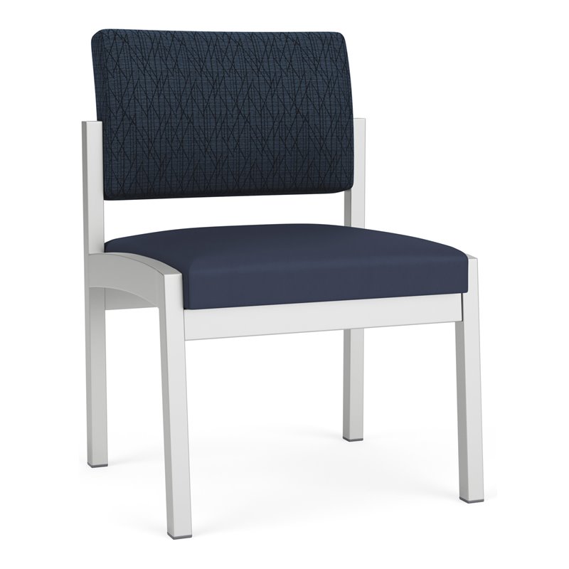 Lenox Steel Reception Waiting Armless Guest Chair / Silver Steel / Blue / Blue