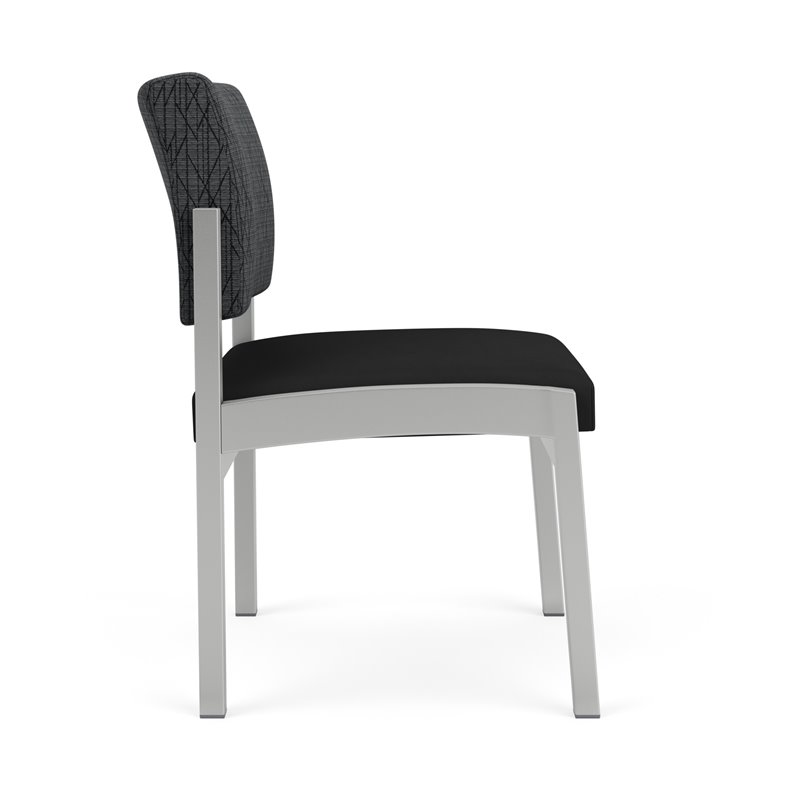 Lenox Steel Reception Armless Guest Chair / Silver Steel / Dark Gray / Black