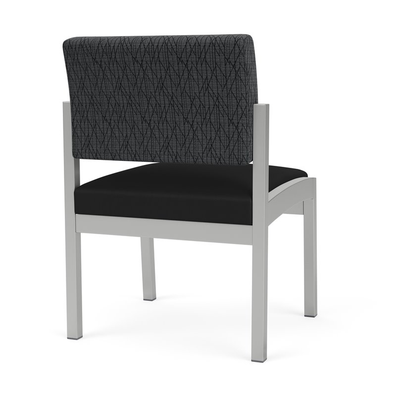Lenox Steel Reception Armless Guest Chair / Silver Steel / Dark Gray / Black