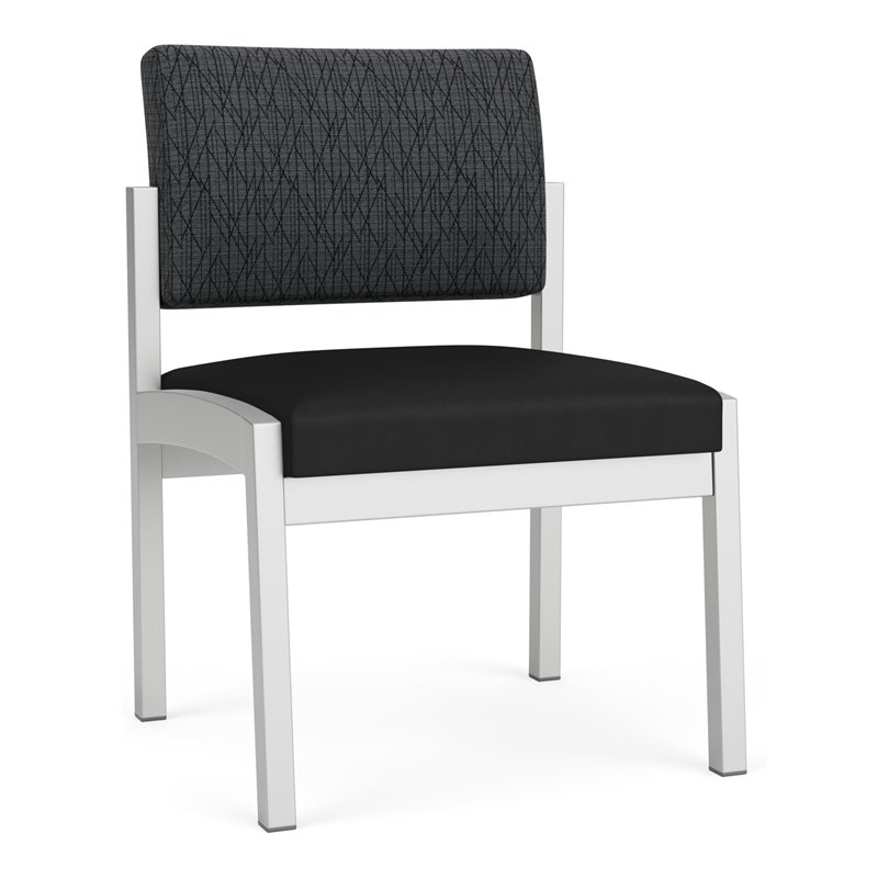 Lenox Steel Reception Armless Guest Chair / Silver Steel / Dark Gray / Black