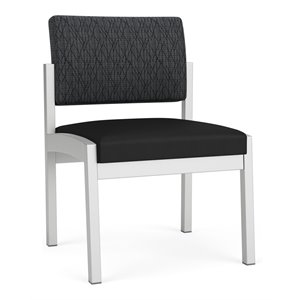 lesro lenox steel armless guest chair in silver/adler nocturnal/castillo black