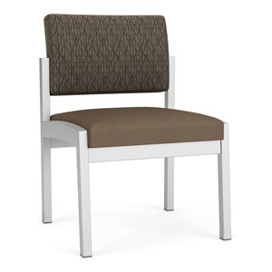 lesro lenox steel armless guest chair in silver/adler peppercorn/castillo quarry