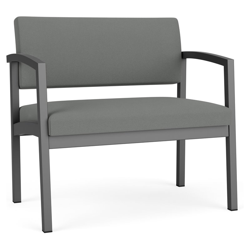 Lenox Steel Reception Waiting Bariatric Chair / Charcoal Steel / Light Gray