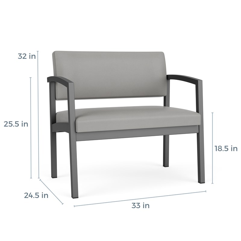 Lenox Steel Reception Waiting Bariatric Chair / Charcoal Steel / Black