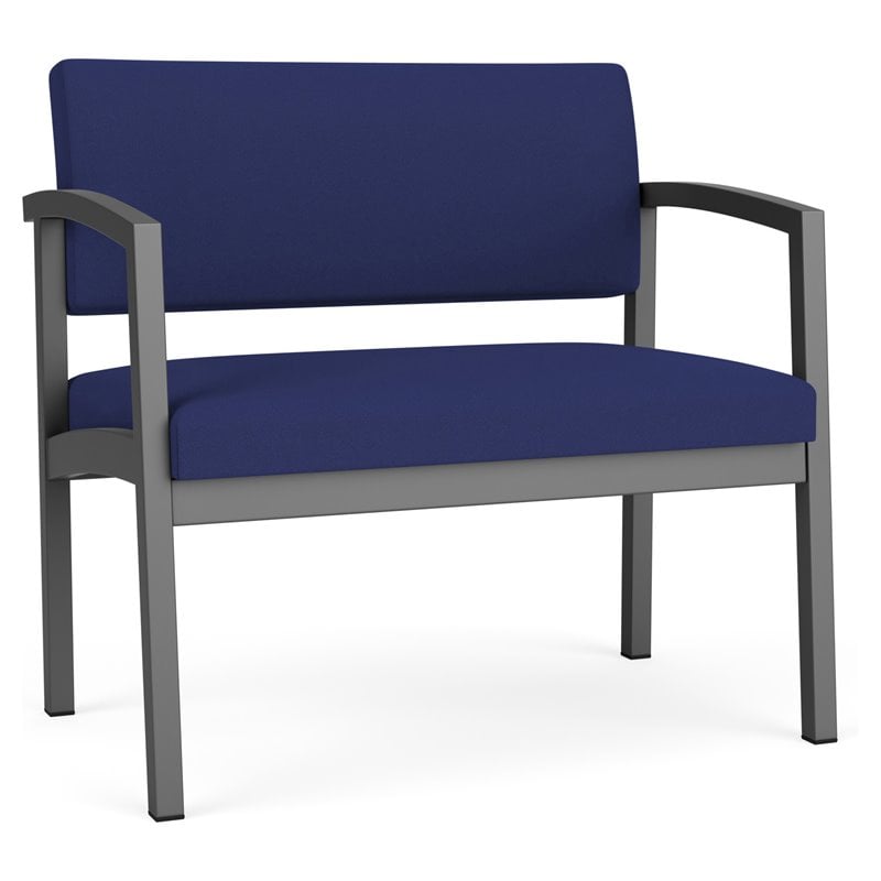 Lenox Steel Reception Waiting Room Bariatric Chair / Charcoal Steel / Blue