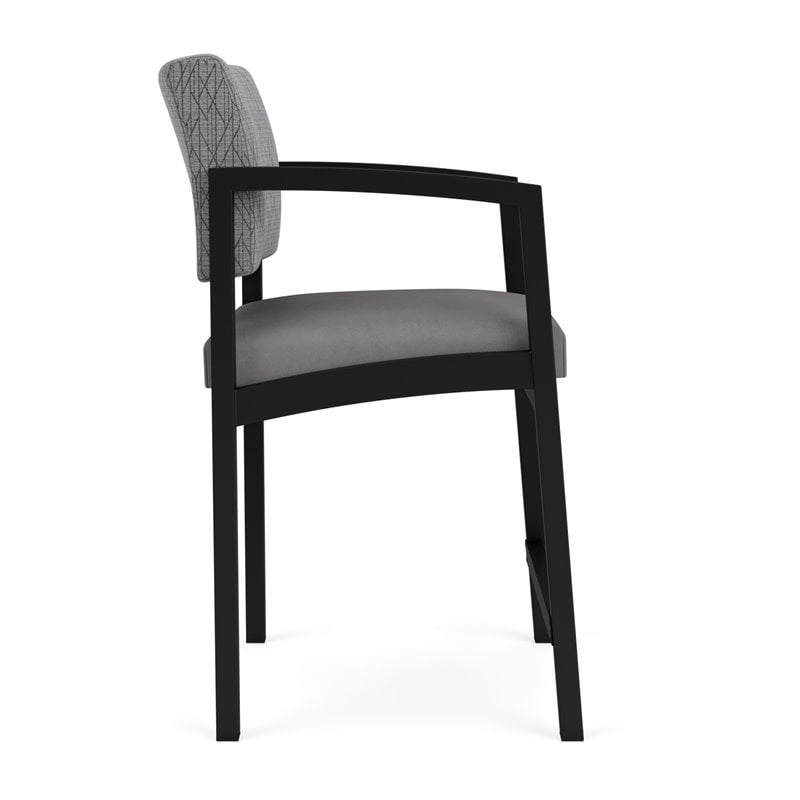 Lenox Steel Reception Waiting Room Hip Chair / Black Steel / Gray / Gray