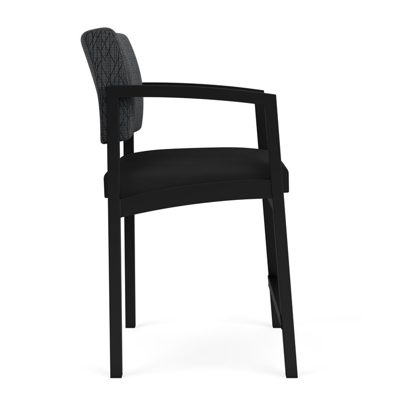 Lenox Steel Reception Waiting Hip Chair / Black Steel / Dark Gray / Black
