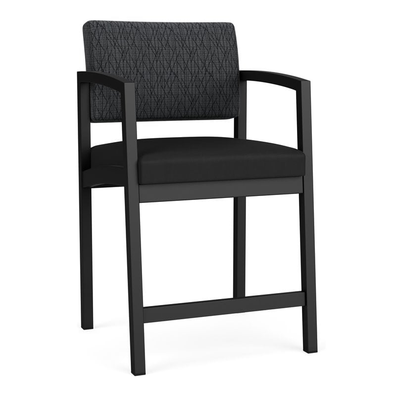 Lenox Steel Reception Waiting Hip Chair / Black Steel / Dark Gray / Black