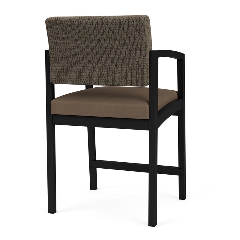 Lenox Steel Reception Waiting Room Hip Chair / Black Steel / Brown / Brown