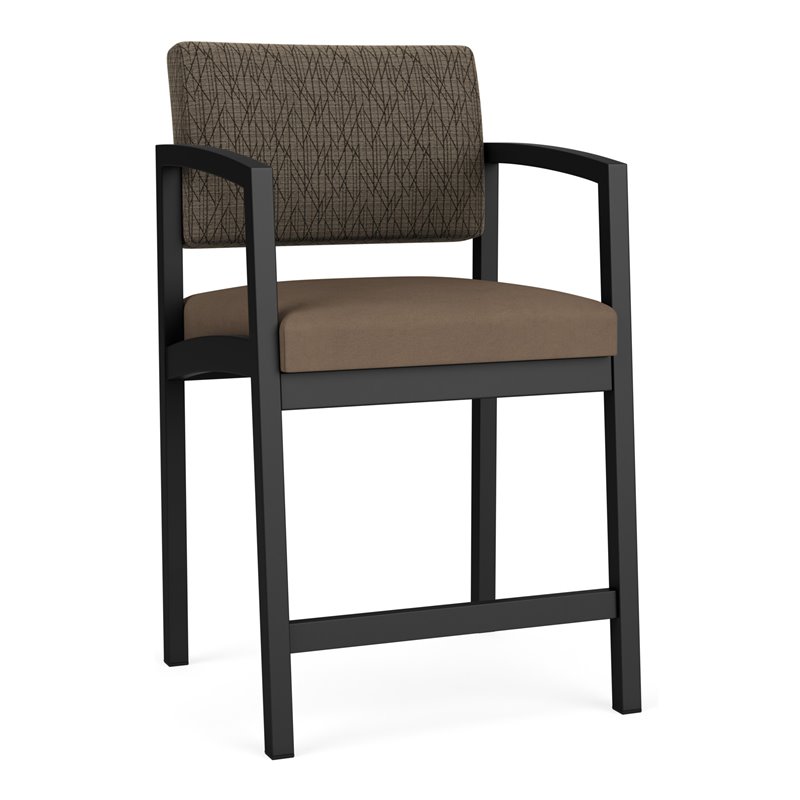 Lenox Steel Reception Waiting Room Hip Chair / Black Steel / Brown / Brown