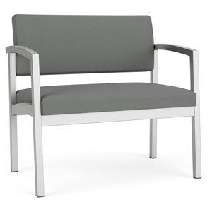 Lenox Steel Reception Waiting Bariatric Chair / Silver Steel / Light Gray