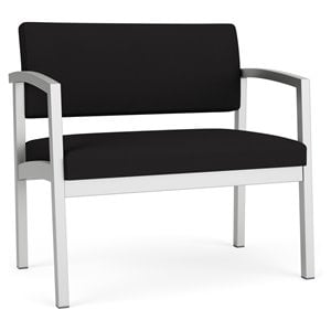 Lenox Steel Reception Waiting Room Bariatric Chair / Silver Steel / Black