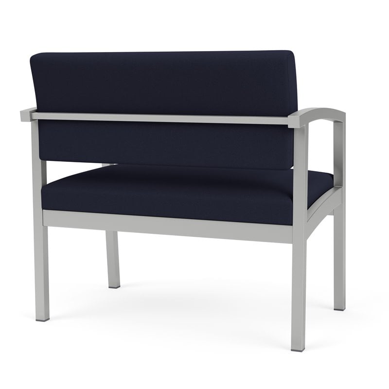 Lenox Steel Reception Waiting Bariatric Chair / Silver Steel / Navy Blue