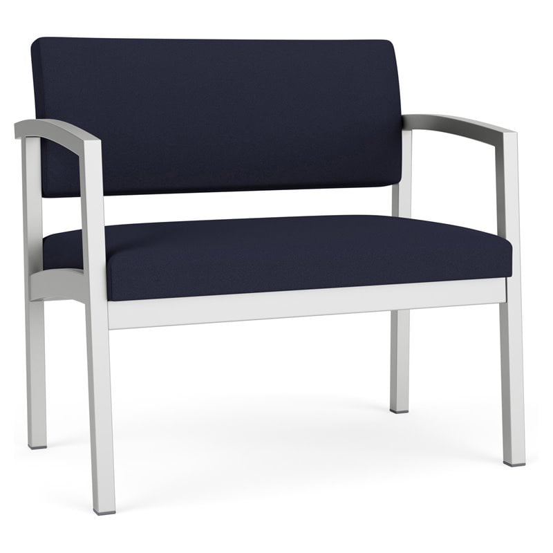 Lenox Steel Reception Waiting Bariatric Chair / Silver Steel / Navy Blue