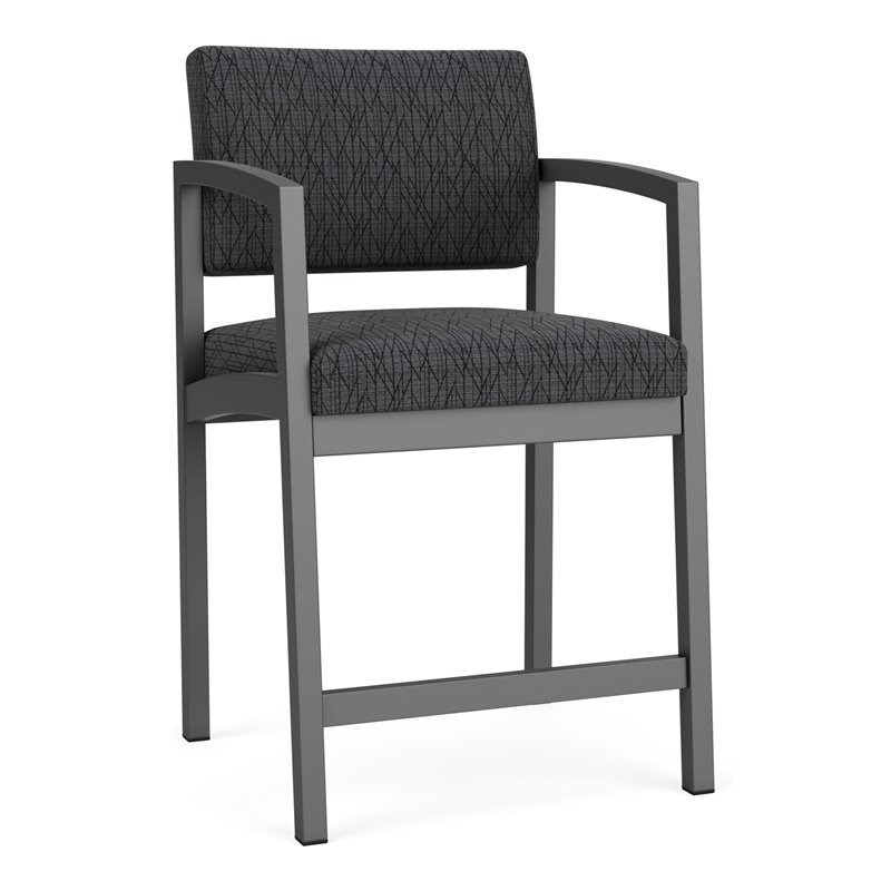 Lenox Steel Reception Waiting Room Hip Chair / Charcoal Steel / Dark Gray