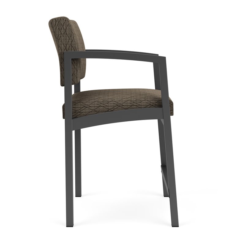 Lenox Steel Reception Waiting Room Healthcare Hip Chair / Charcoal Steel / Brown