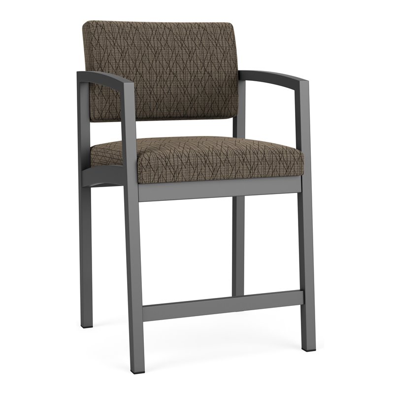 Lenox Steel Reception Waiting Room Healthcare Hip Chair / Charcoal Steel / Brown