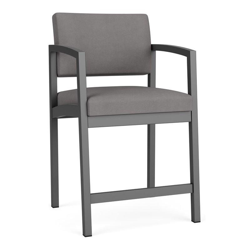 Lenox Steel Reception Waiting Room Hip Chair / Charcoal Steel / Light Gray
